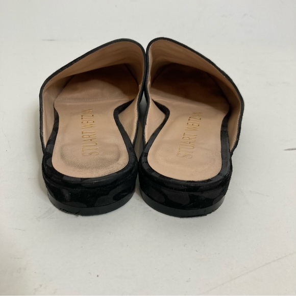 Stuart Weitzman Mulearky Leopard-Print Flat Slide Mules Black 6 - Picture 7 of 11